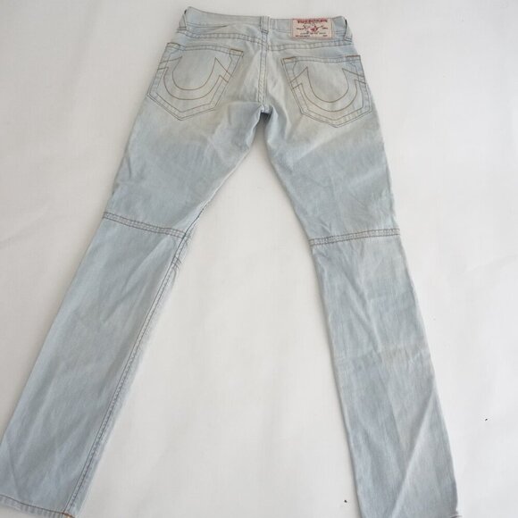 True Religion World Tour Section Moto Light Wash Skinny Blue Denim Jeans 28 - Picture 12 of 16